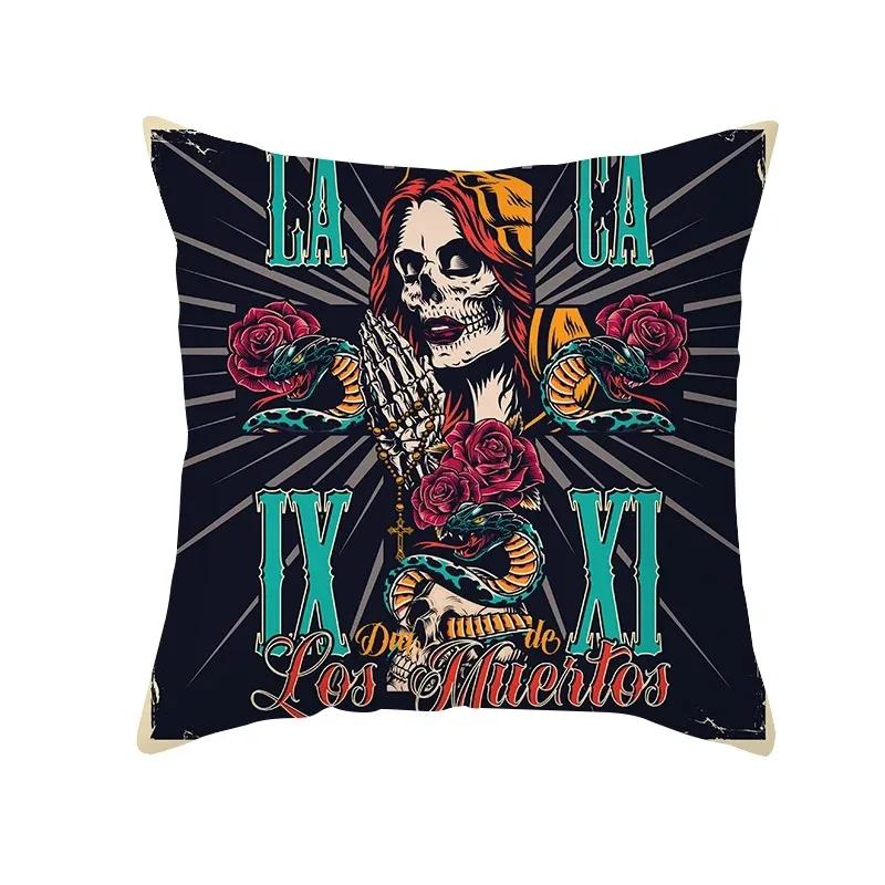 Halloween Horror Skull Pattern Living Room Office Sofa Car Decorative Pillowcase