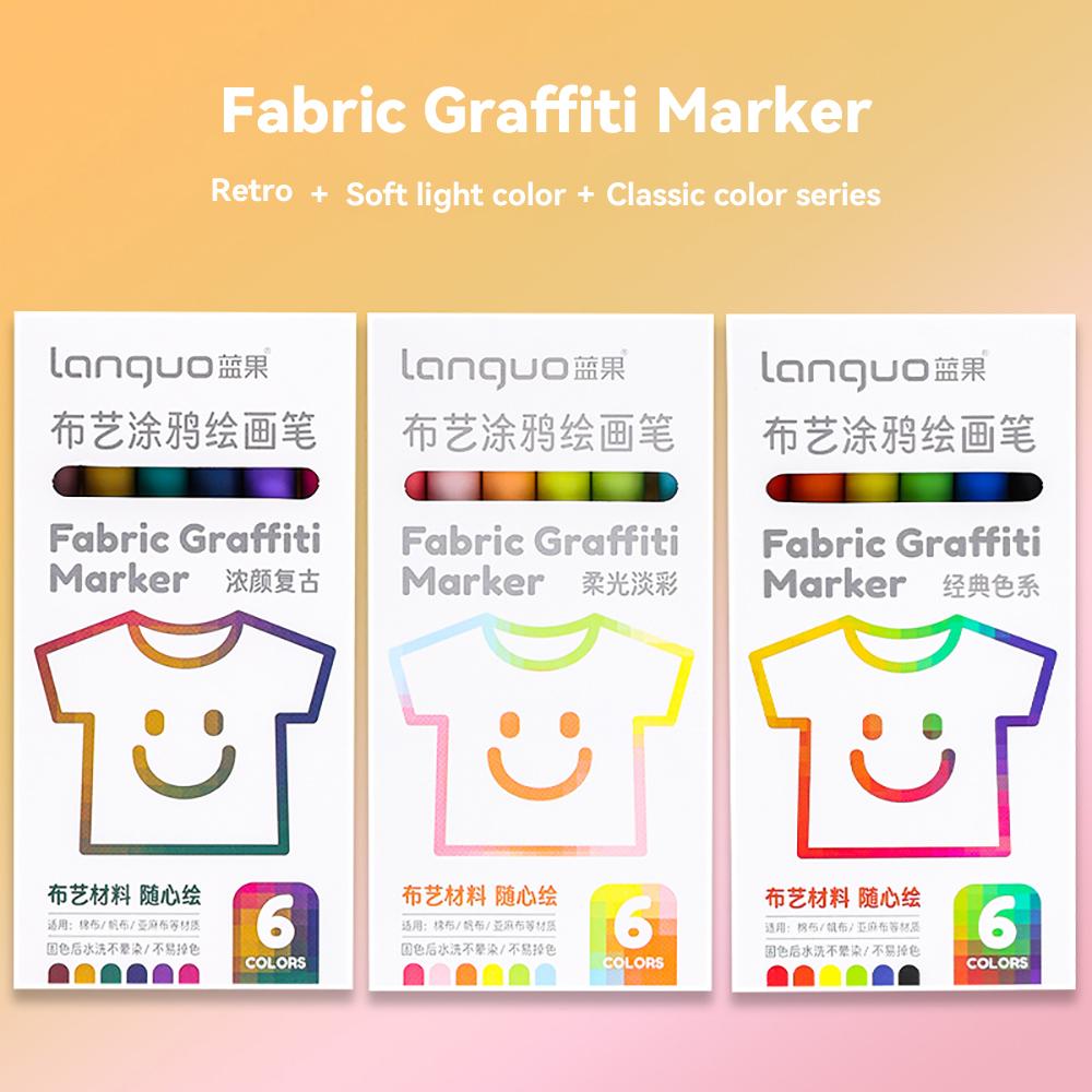 6colors/Set Fabric Paint Marker Pen Clothes Textile Waterproof Diy Crafts T-Shirt Bag Shoes Permanent Art Graffiti Color Markers