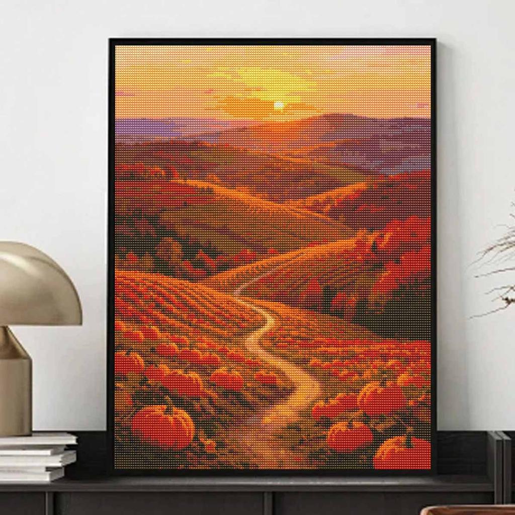 Halloween pumpkin patch sunset scenery diamond painting kit handmade diy painting home decoration painting