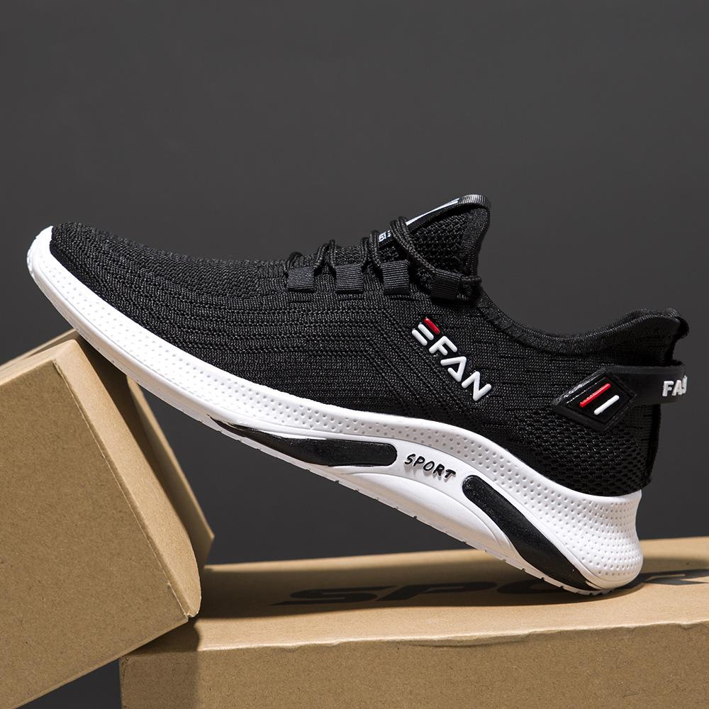 

2025 new men s shoes little white shoes flying woven mesh breathable casual shoes men s fashion Korean version men s sports shoes 44