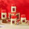 Cană Bafanglai cu capac și linguriță, cană ceramică de înaltă valoare, cadou creativ de Anul Nou pentru fete, prietene, cană pentru apă