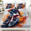 3pcs Fitted Sheet Set Motorcycle Racing 3D Printed Motocross Rider Bed Sheet With Pillowcases For Bedroom Decor