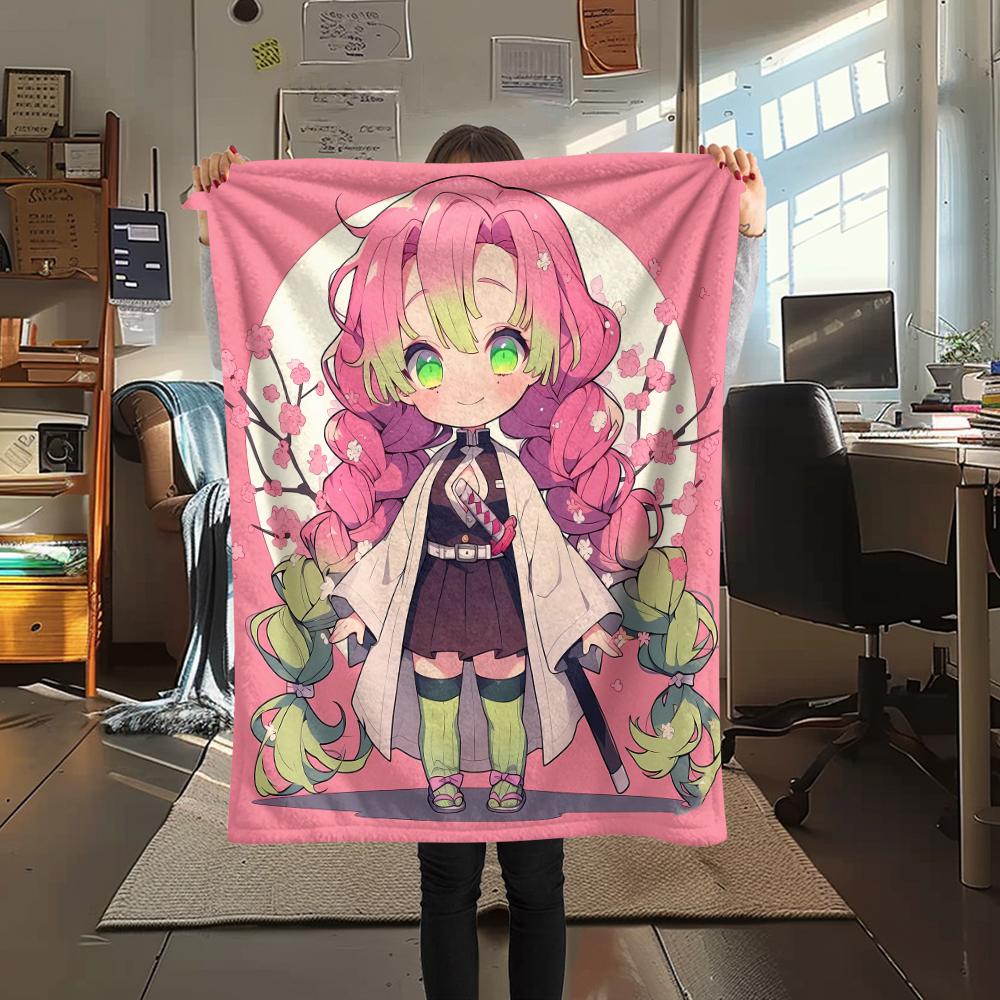 1PC Demon Slayer Print Flannel Blanket, High Quality All Seasons, Home Decor, Warmth and Comfort, Perfect for Christmas Gifts
