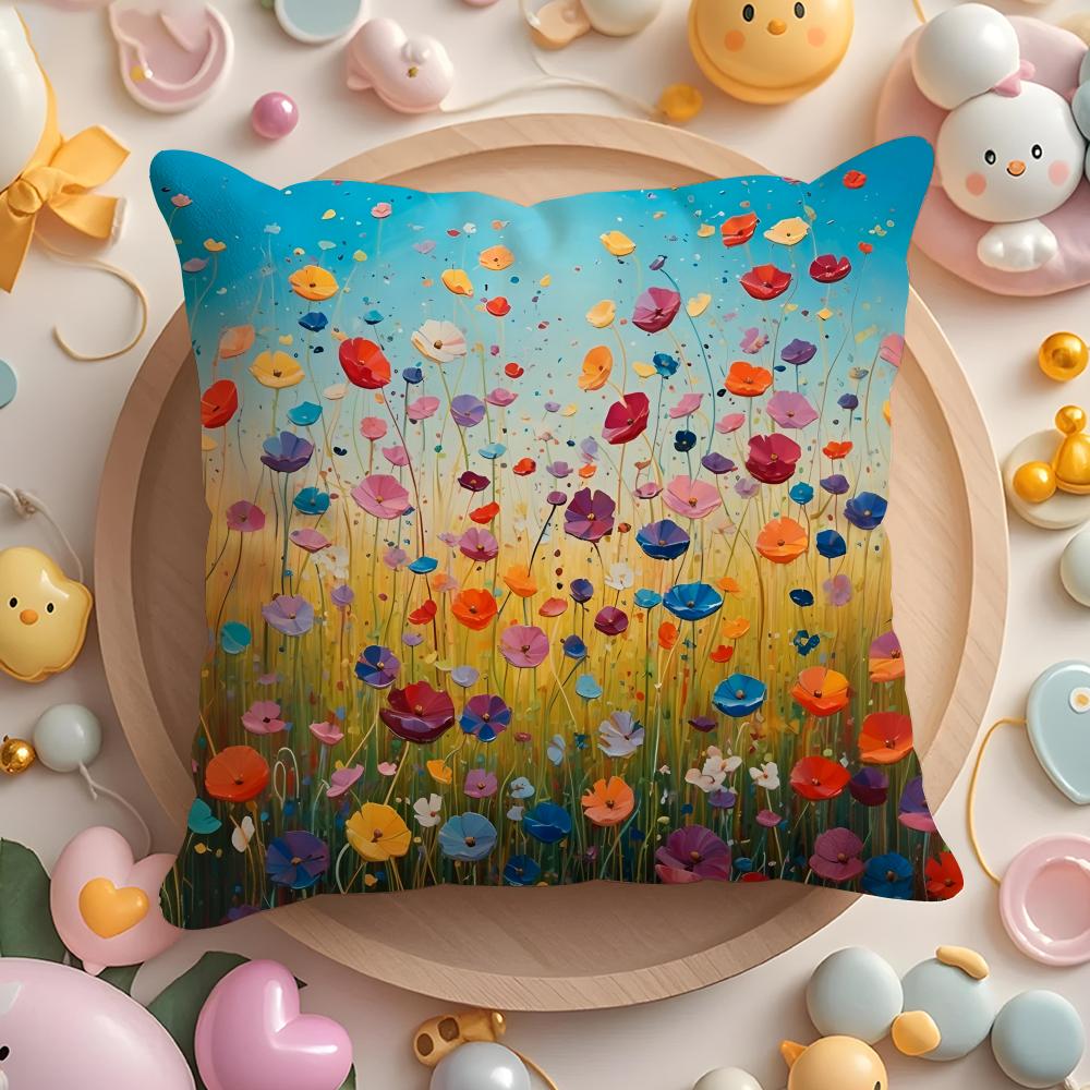 Midsummer Nights Flowers Cushion Cover Short Plush DoubleSided Printing Home Machine Washable in Warm Winter Pillow Cover