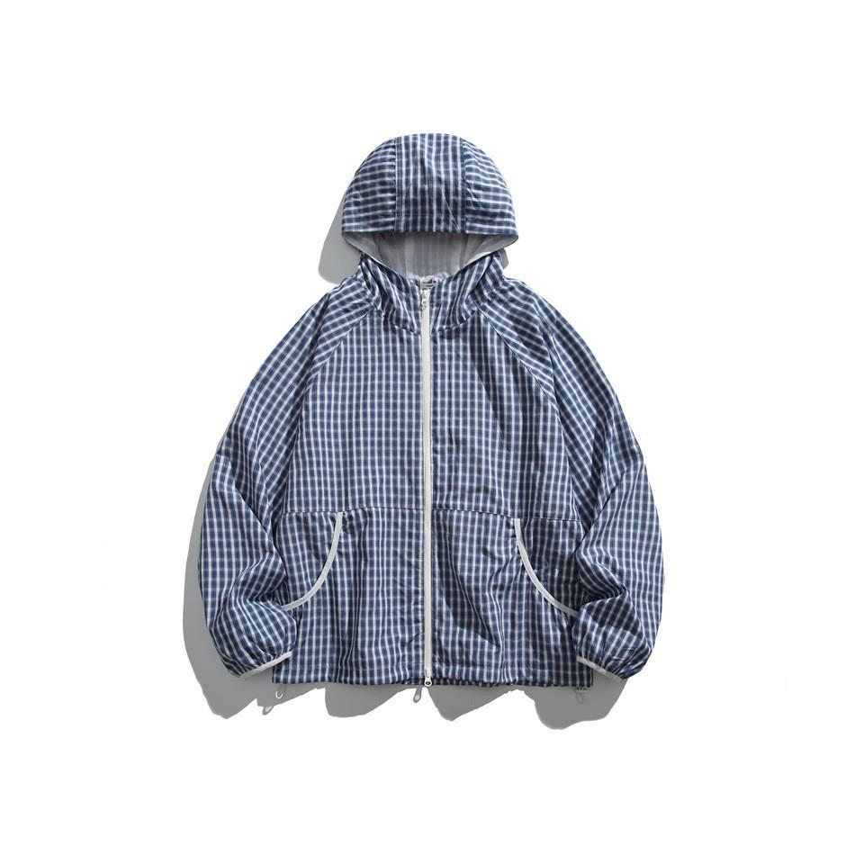 UNDREST Windproof Retro Plaid Hooded Jacket