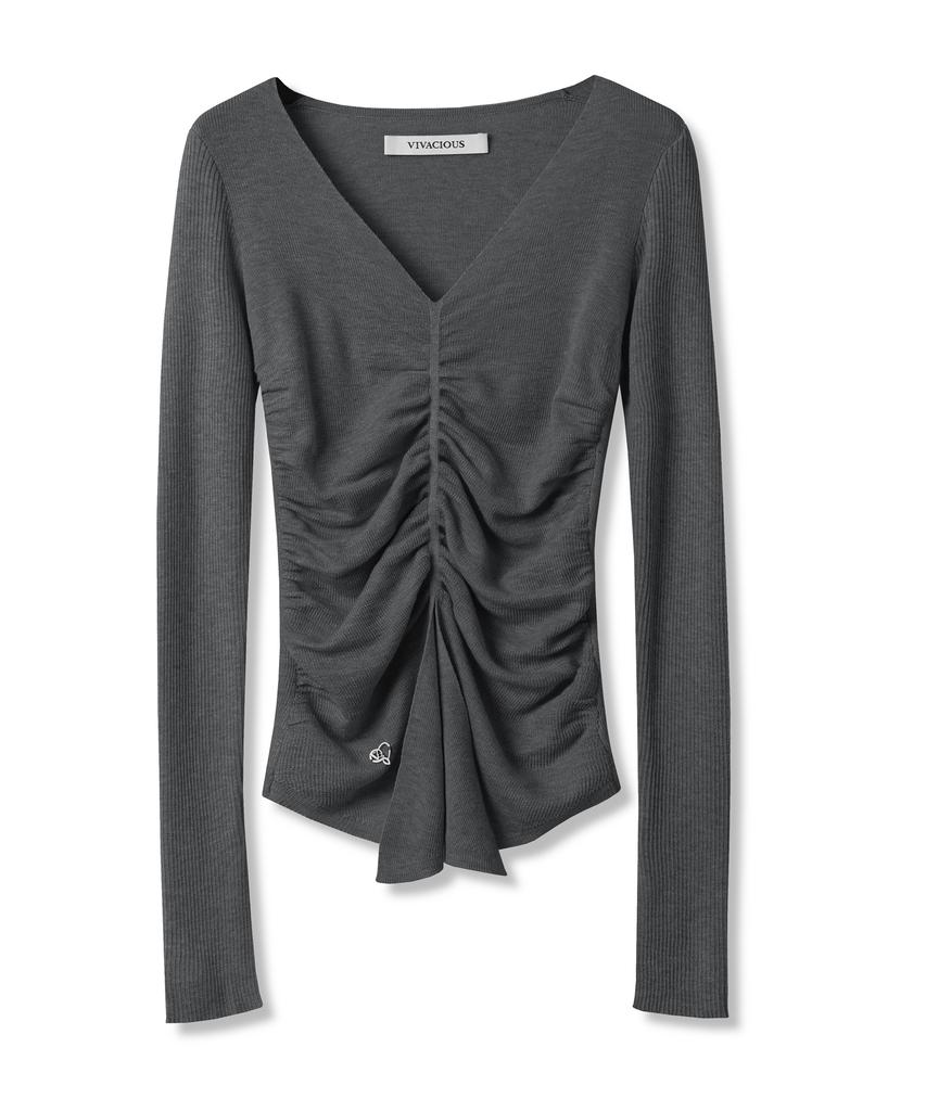 VIVACIOUS Blanc Shirring Slit Knit – 5Col
