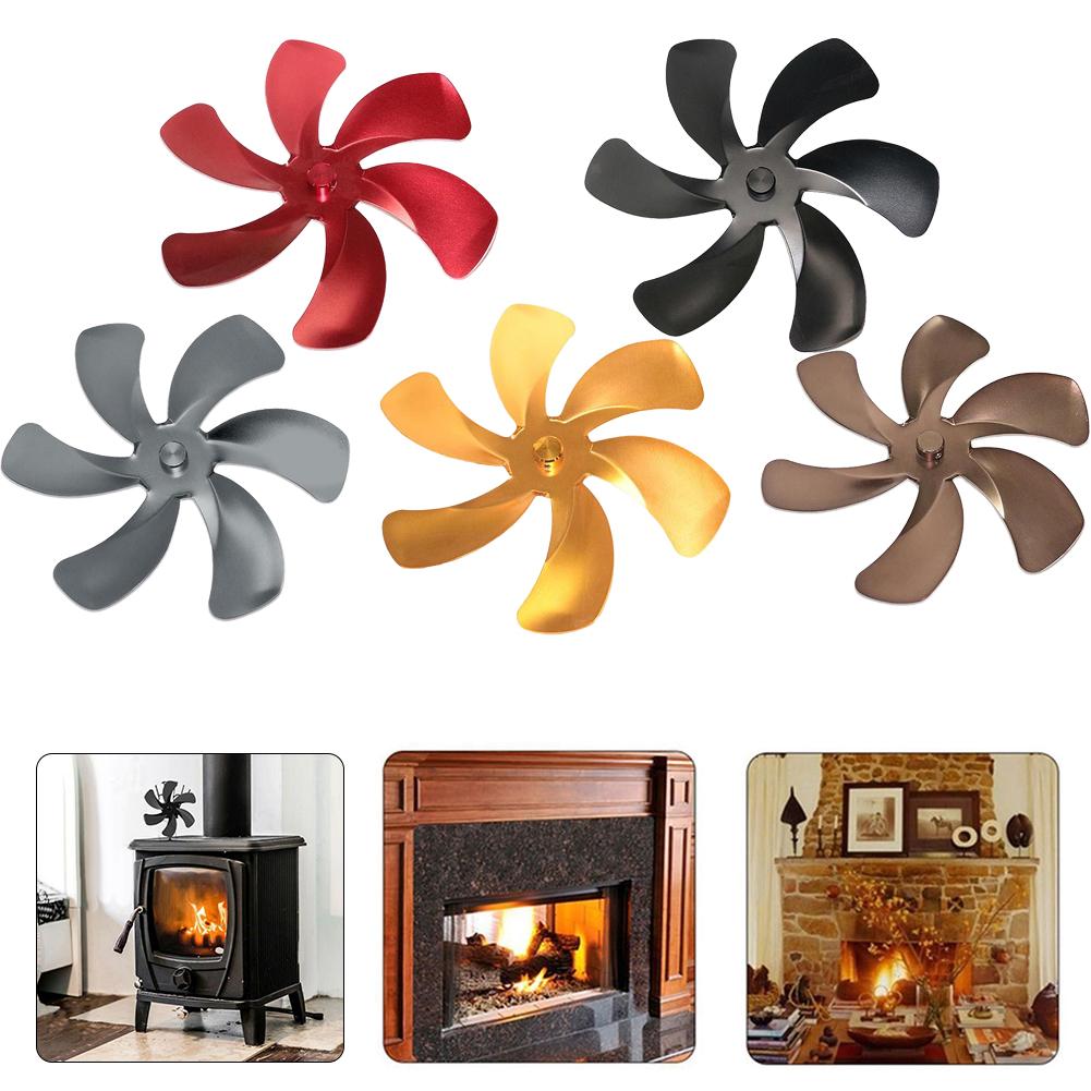 Stoves Part Fan Baldes 6 Blades 1pcs Aluminum Alloy Fireplace Fan Heat Powered Burner Fan Blade Large Air Volume