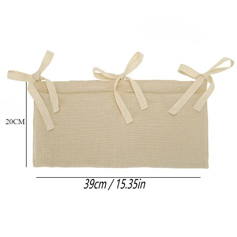 Baby Crib Storage Bag Cotton Double Pouch Newborn Bed Headboard Organizer for Kids Baby Bedding Diaper Toys Bag