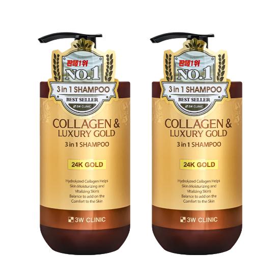 3w Clinic קולגן וזהב יוקרתי טיפול כולל (שמפו, ג'ל רחצה לגוף, קרם גוף, סרום לשיער, ספריי לשיער, אמפולה לשיער) (20 אפשרויות)