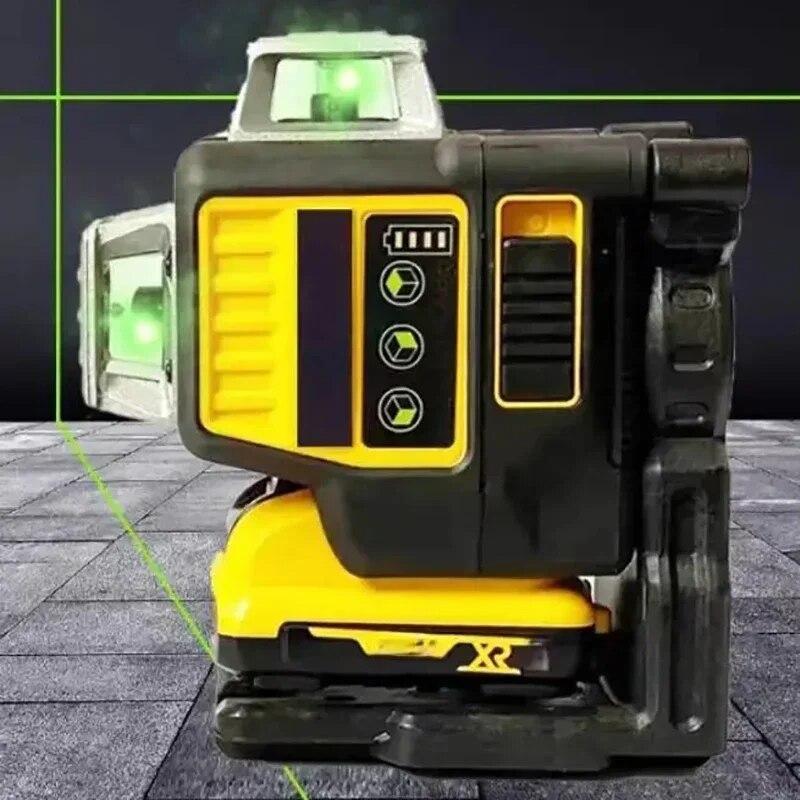 Multifunktionell 12v Strong Light Fine Line Laser Levels 360° Roterande High Precision Green Line Automatisk Leveling Laser Level