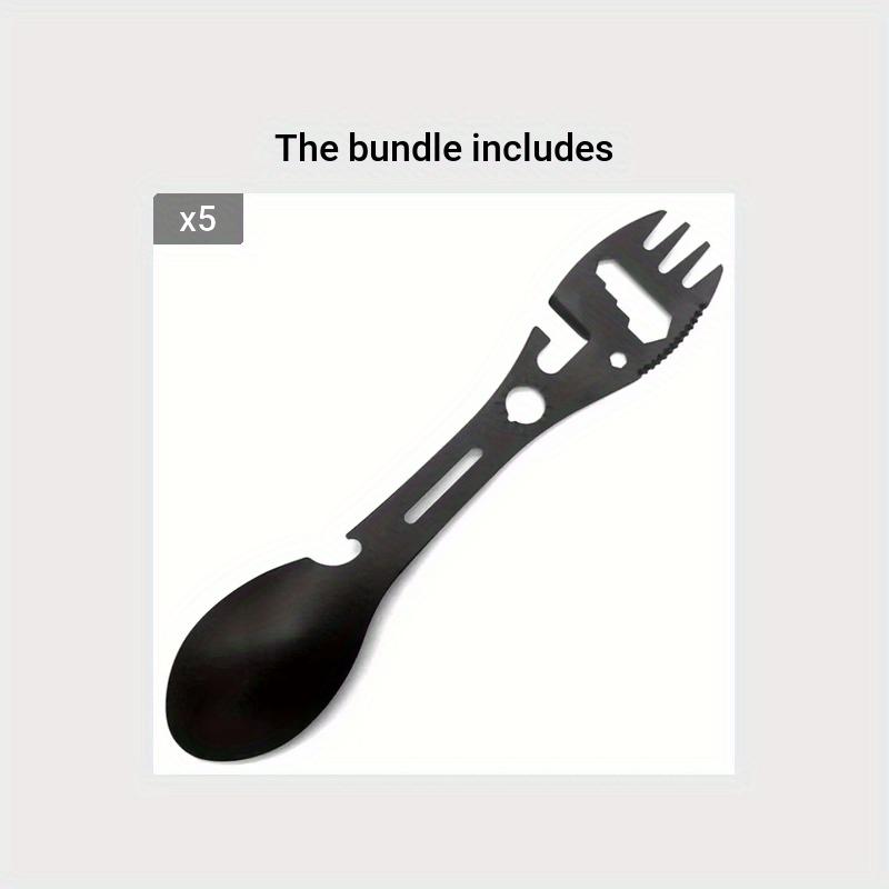 10-in-1 Multifunctional Camping Spork, Stainless Steel Spoon Fork with Cutter Can and Bottle Opener Wrench, Outdoor Hiking Travel Backpacking Flatware