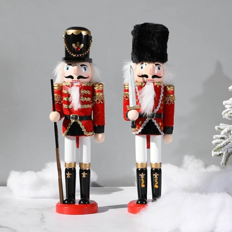 Weihnachts-Nussknacker Ornament Kleiner Holzsoldat Weihnachtsdekorationen Nussknacker Figur Ornament für Tisch Regal