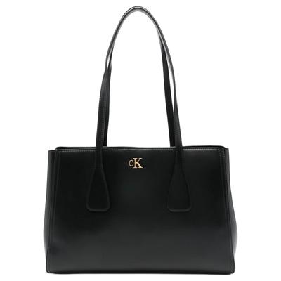 Calvin Klein Detaily loga horní rukojeť zapínání na zip Ruční Tote taška Tote taška Nákupní taška Polyester s PU Taška přes rameno Běžná Dámská Černá