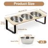 Elevated Cat Bowl Set - 3 Stainless Steel Bowls with 10° Tilted Iron Stand Raised Feeding & Watering Station for Cats