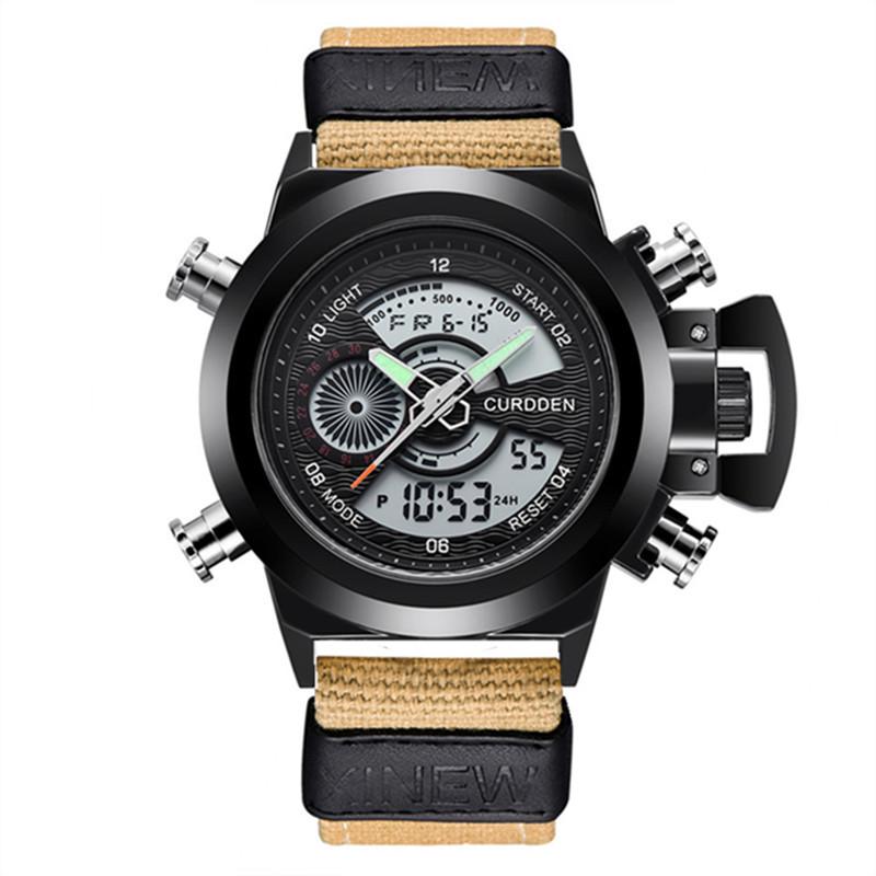 New Men's Multifunctional Dual Display Sport Watch with Stainless Steel Strap