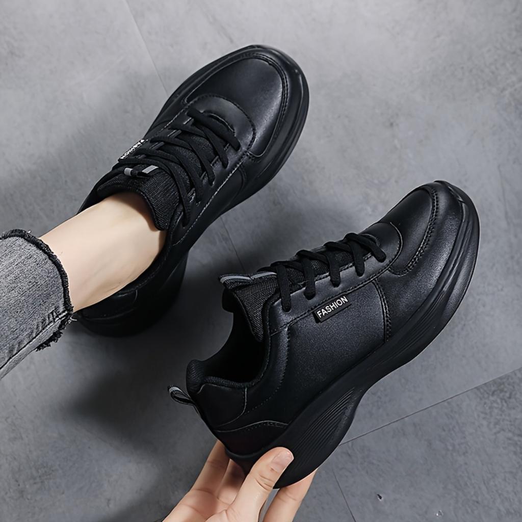 Fashionable and Casual New Leather Waterproof and Anti Slip Thick Soled Letter Sports and Leisure Running Plus Size Women's Shoes