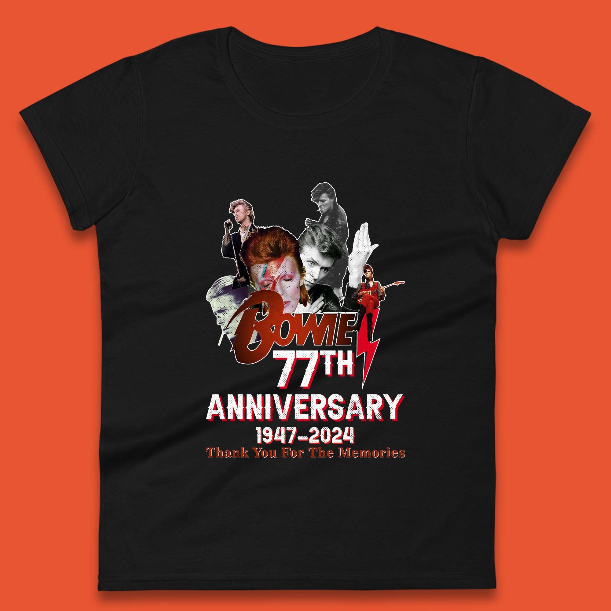 

Bowie 77th Anniversary Womens T-Shirt Mens Tops Tees Unisex XL