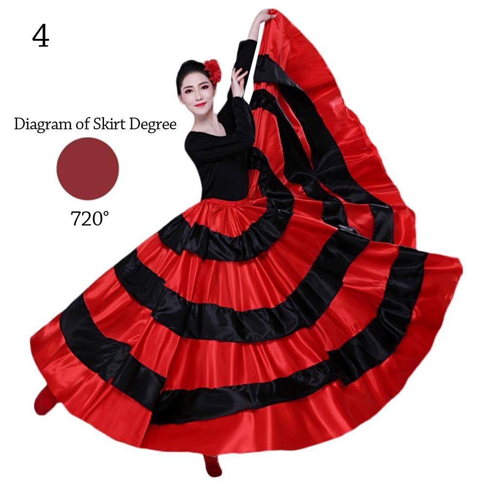 Satin Belly Dance Costumes Big Swing Paso Doble Dance Dress Fashion Large Swing Skirt  for Women