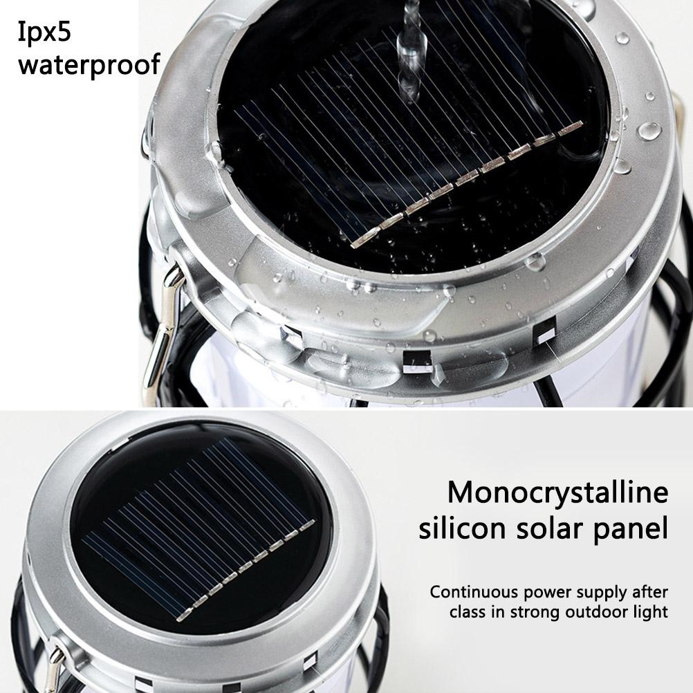 Solar Camping Lanterns USB Rechargeable LED Camping Lamp Waterproof Hanging Tent Light for Hiking Camping
