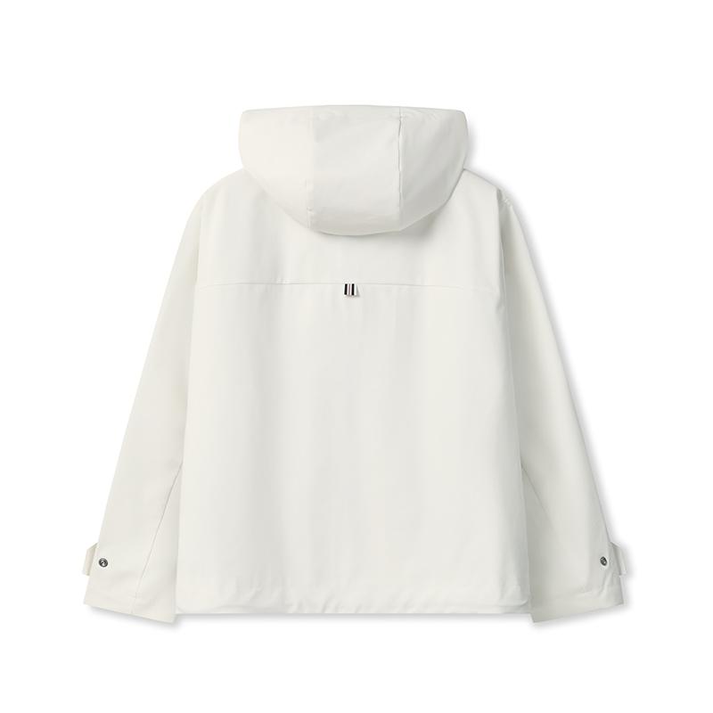 Fila Heritage Simple Clean Fashion Trendy Versatile Loose Woven Hooded Jacket Women Jackets Cloud-Mushroom-White F11W548706FWT