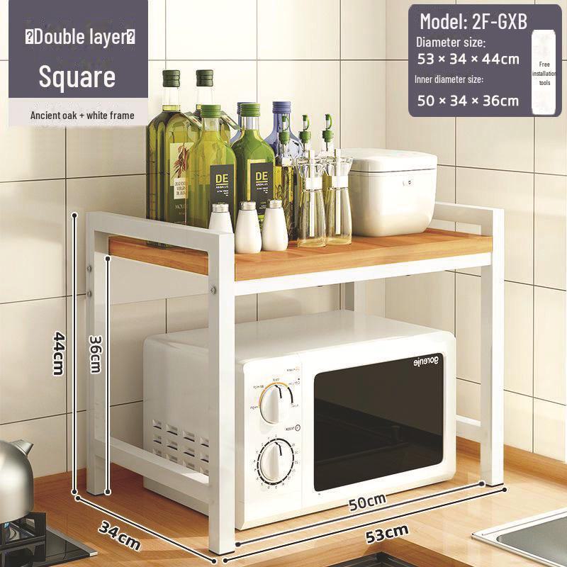 Three-Layer Kitchen Microwave and Spice Storage Rack