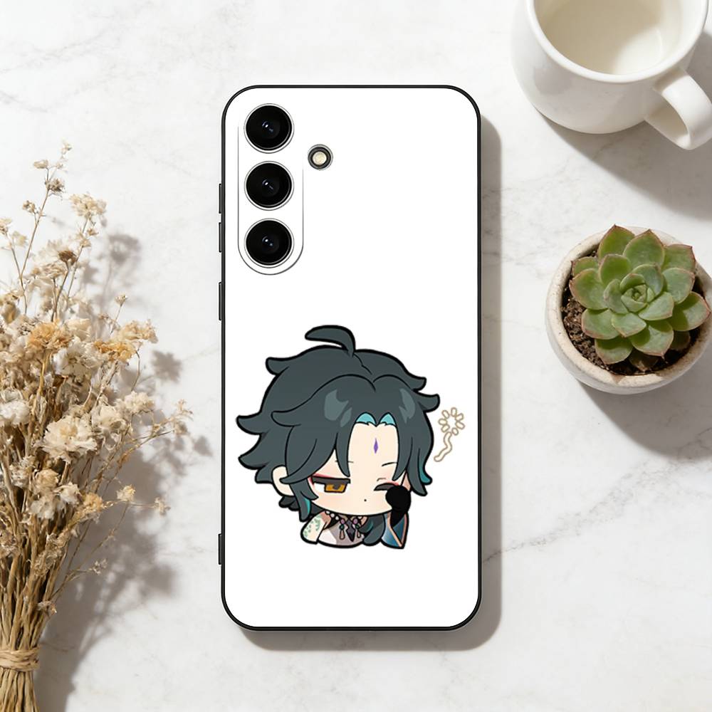 

A-Alatus Chibi Cute Phone Case For Samsung Galaxy A73,A72,A71,A70,A53,A52,A51,Soft Silicone Black Cover Samsung a22 5g