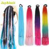 Hohe Qualität 24 Zoll Gummiband Box Braids Mädchen Farbige Flechtzöpfe Pferdeschwanz Ombre Yaki Glatt Synthetische Haarverlängerungen