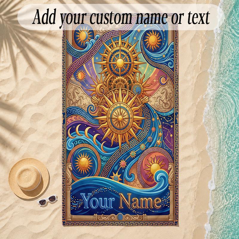 Cosmic Theme Soft Beach Towel Personalized Custom Name Text Towel Portable for Beach Pool Travel