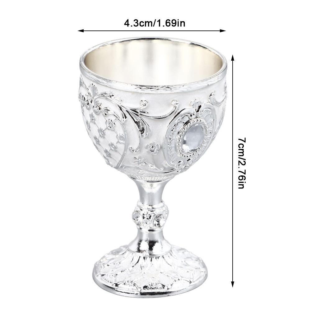 2PCS Small Zinc Alloy Goblet 30ml Capacity Embossed Wine Glass Metal Wine Cup Banquet Celebration