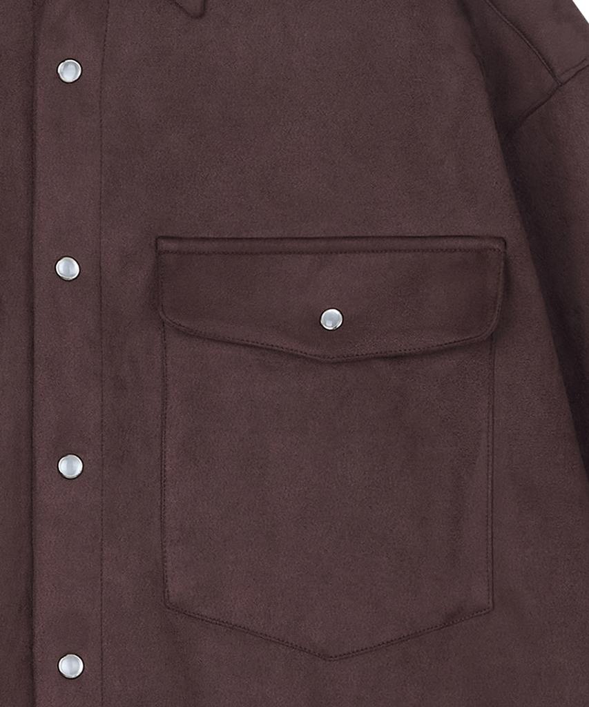 MIDNLOW Suede Shirts Jacket (Brick)_Suede Jacket
