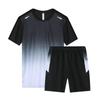 Men's Gradient Tie-Dye Short Sleeve Sport Set – Ice Silk Summer Running Fitness Shorts Two-Piece