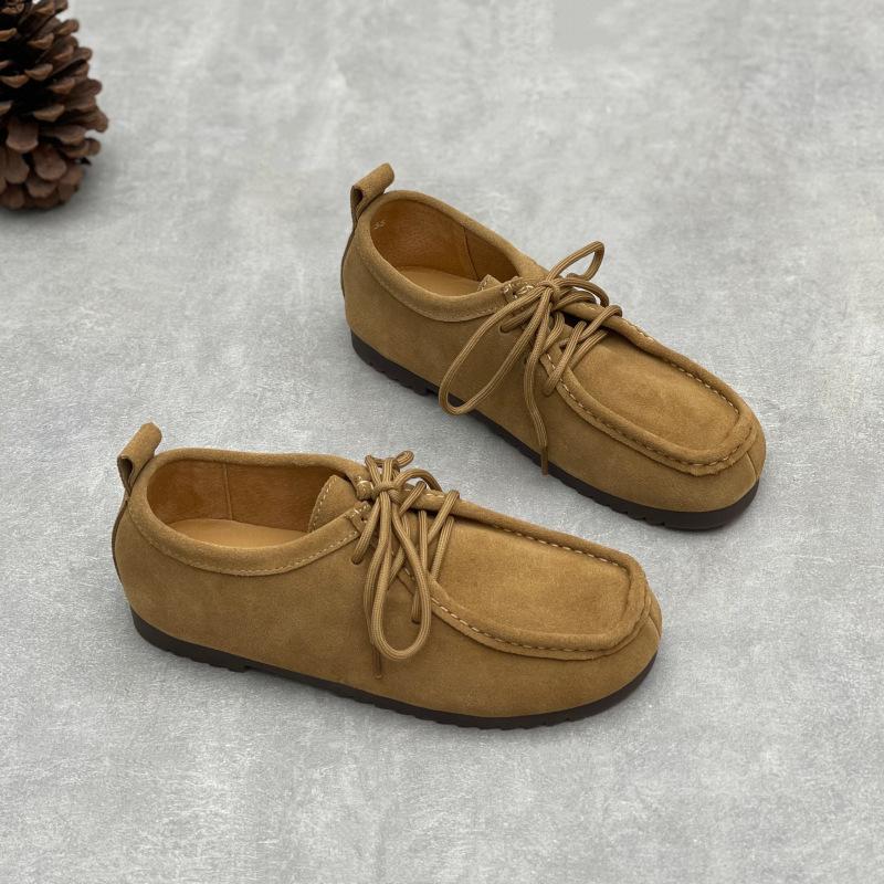 New Retro and Simple Flat Bean Shoes, Soft Leather Single Shoes