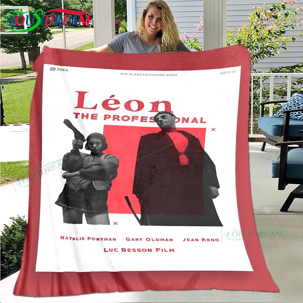 Hot Famous Movies Leon Jean Pattern Blanket Flannel Thin Blanket Portable Home Travel Office Lunch Break Blanket Birthday Gift