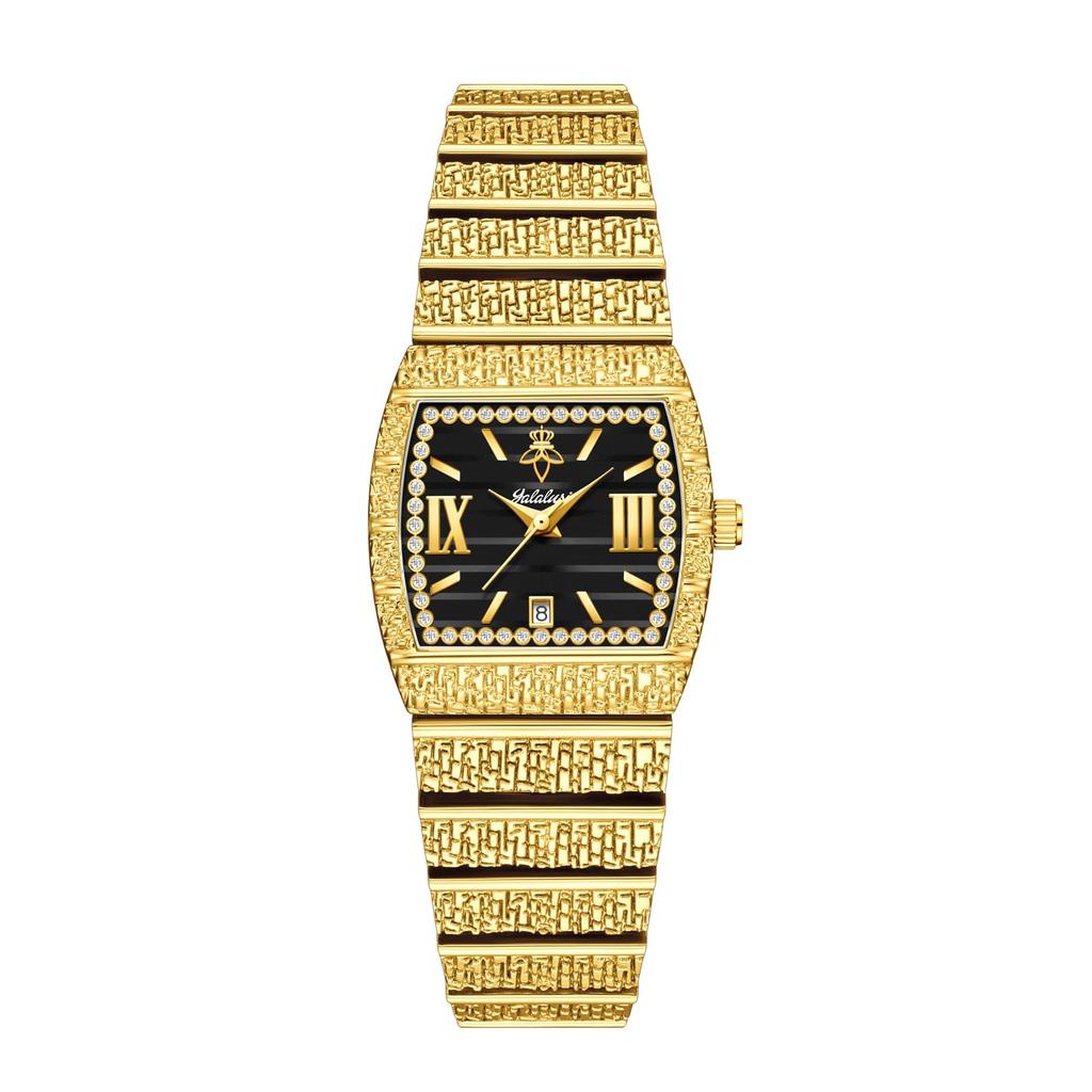 YaLaLuSi Brand Luxury Small Gold Watch with Diamond-Set Dial Water-Resistant Quartz Timepiece Fashionable Bracelet Watch Reloj