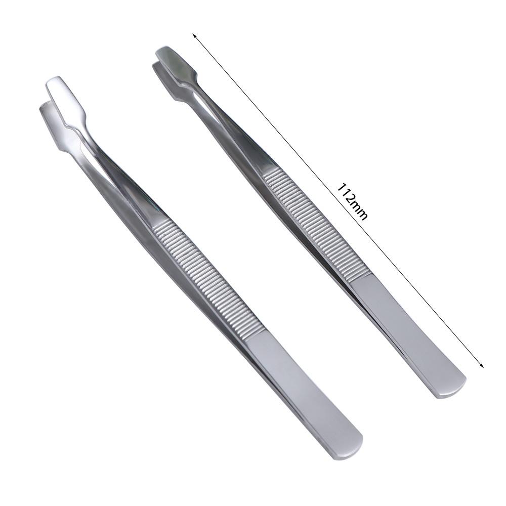 Stainless Steel Flat Mouth Eyelashes Tweezers False Eyelashes Applicator  Eyelash Grafting