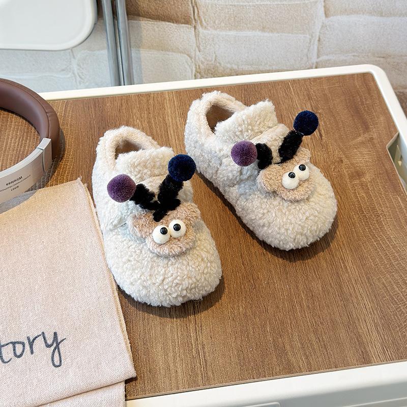 

Baby cotton shoes, new winter model, girls furry shoes with plush lining, warm indoor home shoes for toddlers, children s double-layer cotton shoes 21 бежевый