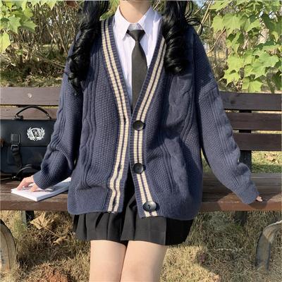 מעילי קרדיגן Streetwear Y2k סוודר רטרו לנשים סתיו צווארון V אופנה טמפרמנט סרוג סוודר קז'ואל משוחרר מדי JK