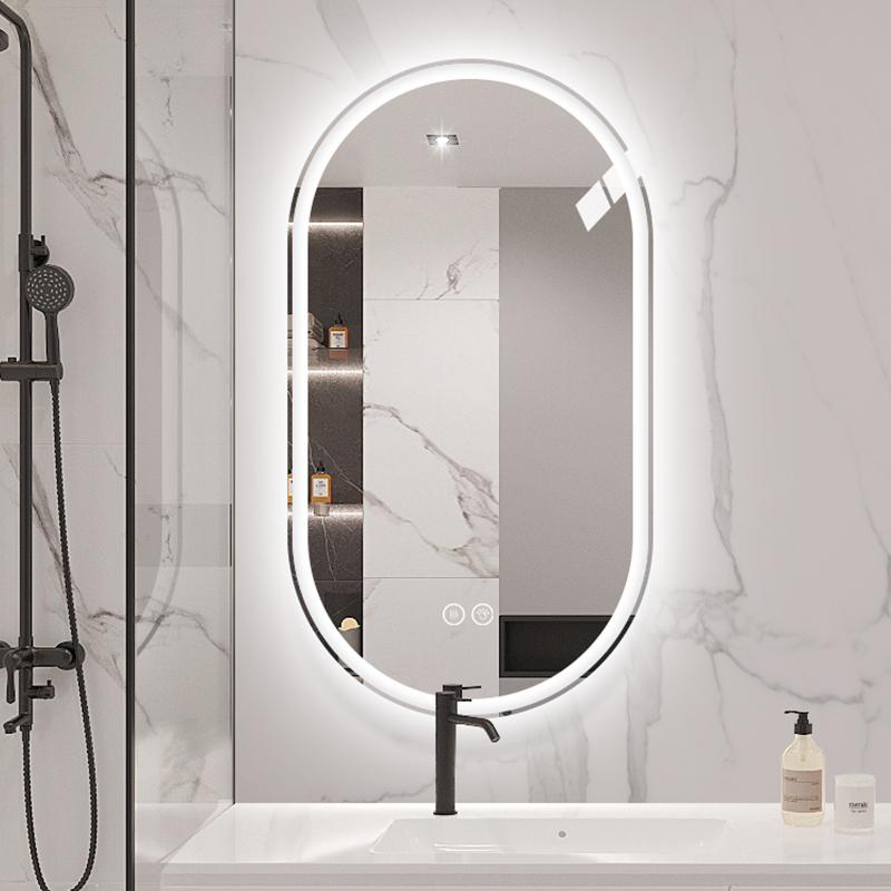 60*90cm  Frameless Oval Wall-Mounted Smart Mirror, Anti-Fog Touch Screen Bathroom Mirror