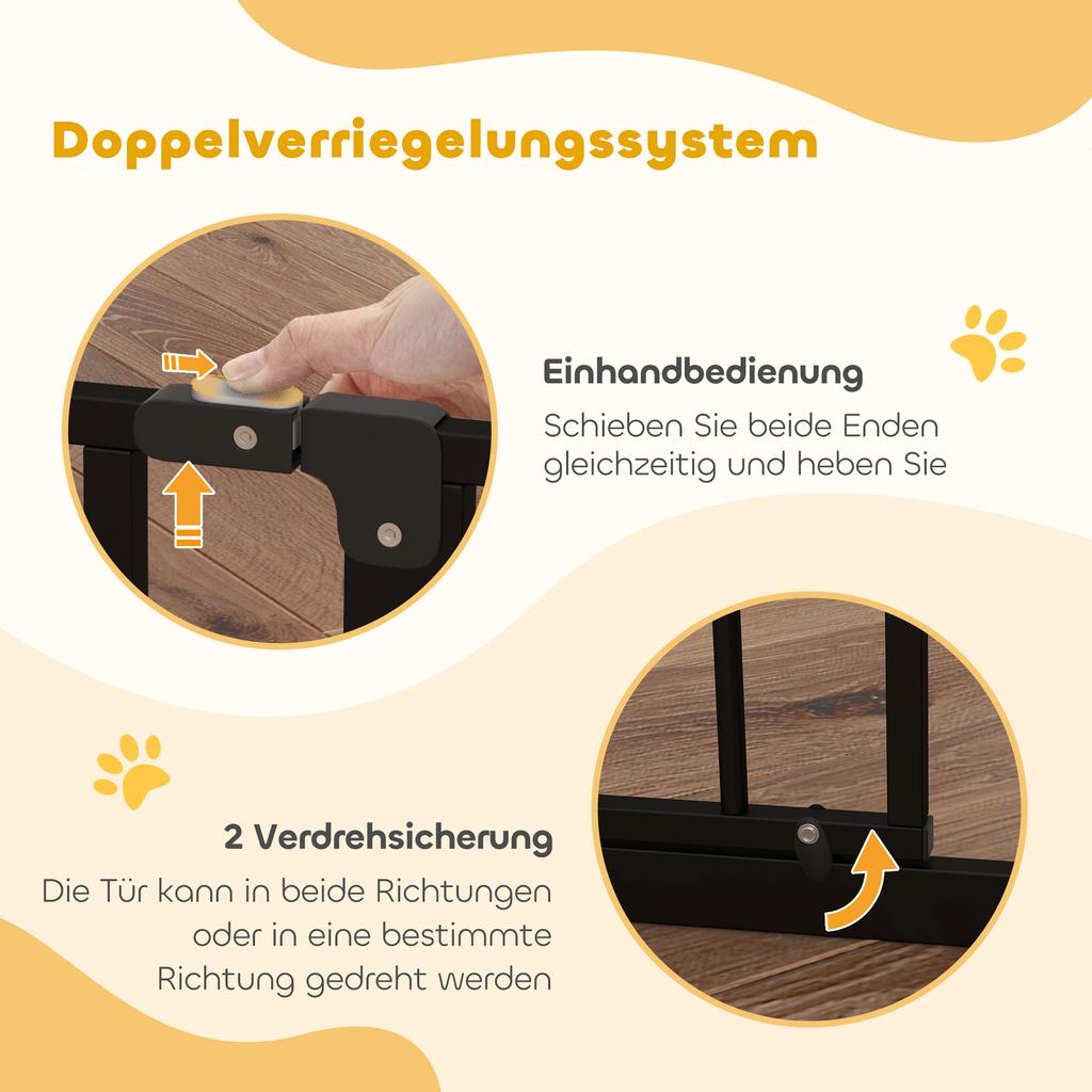 Wide Dog Safety Gate, with Door Pressure, for Doorways, Hallways, Staircases - Black