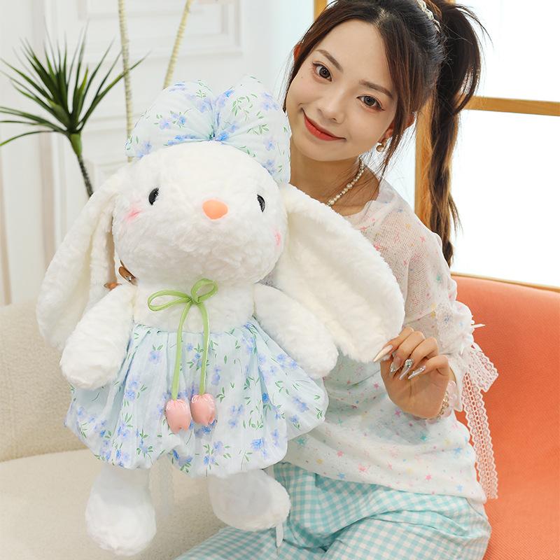 New tulip flower rabbit doll plush toy little white rabbit doll doll children's birthday gift