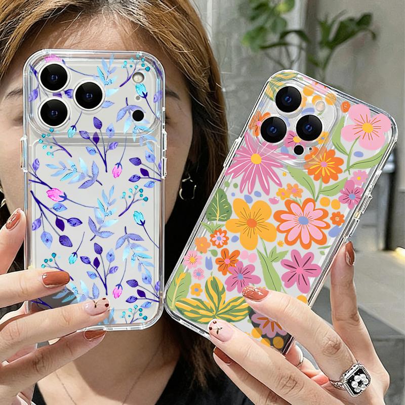 Vintage Floral Pattern Case For iPhone 17 Pro Max Coque iPhone 16 15 14 13 12 Pro Max 11 Clear TPU Silicone Soft Cover