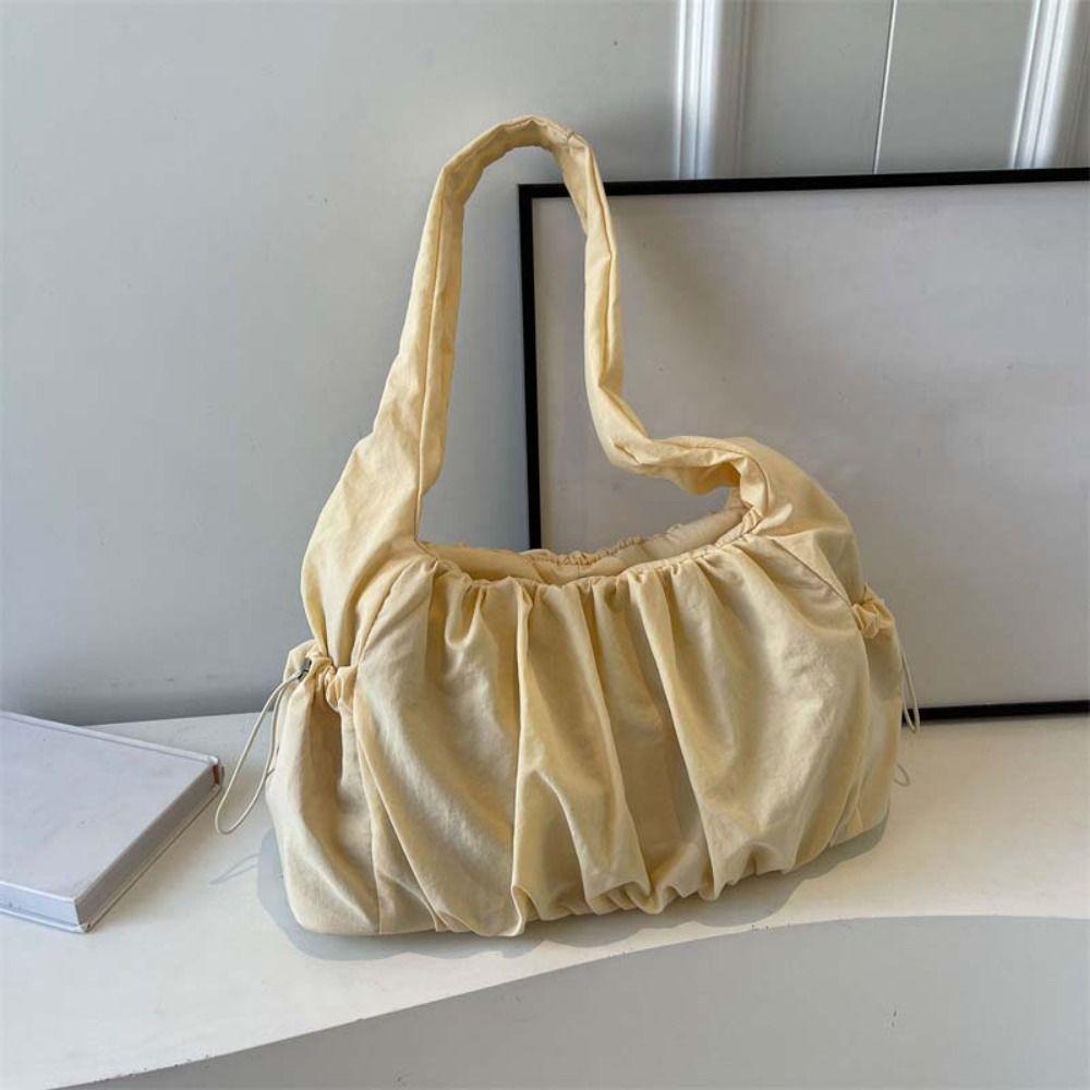 Drawstring Cloud Crossbody Bag Pleated Casual Underarm Bag Dumpling Bag Canvas Shoulder Bag Girls