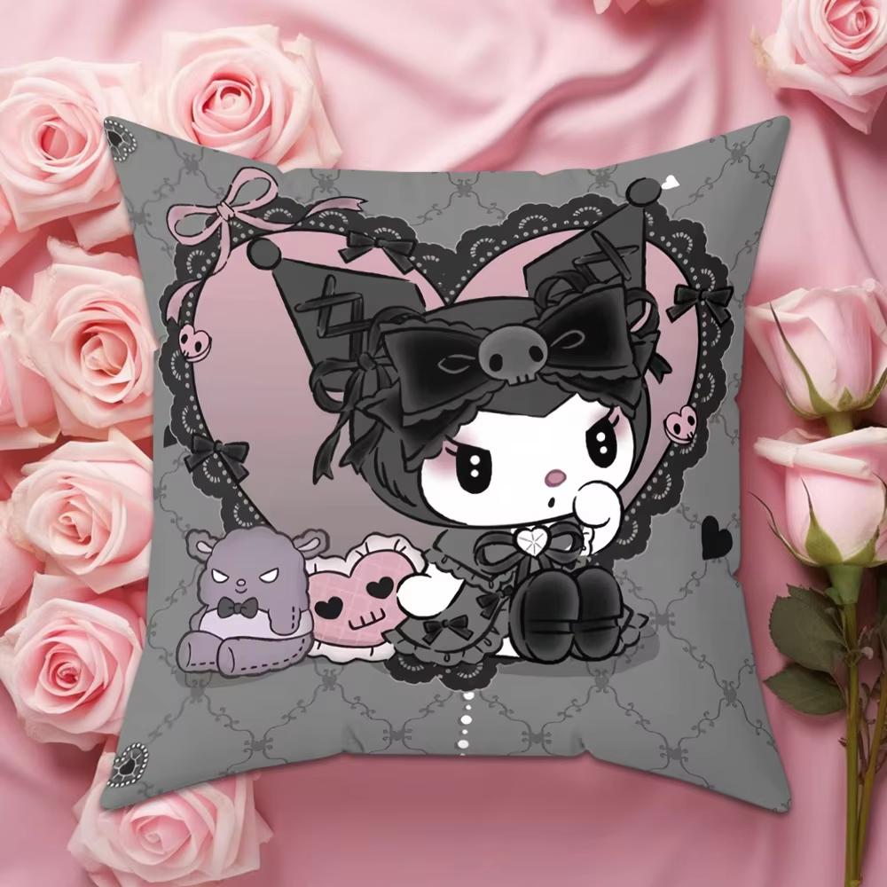 Double Sided Kuromi Pillow Cover Cute Sanrio Character for Sofa Living Room Bedroom Home Decor Interior Gift