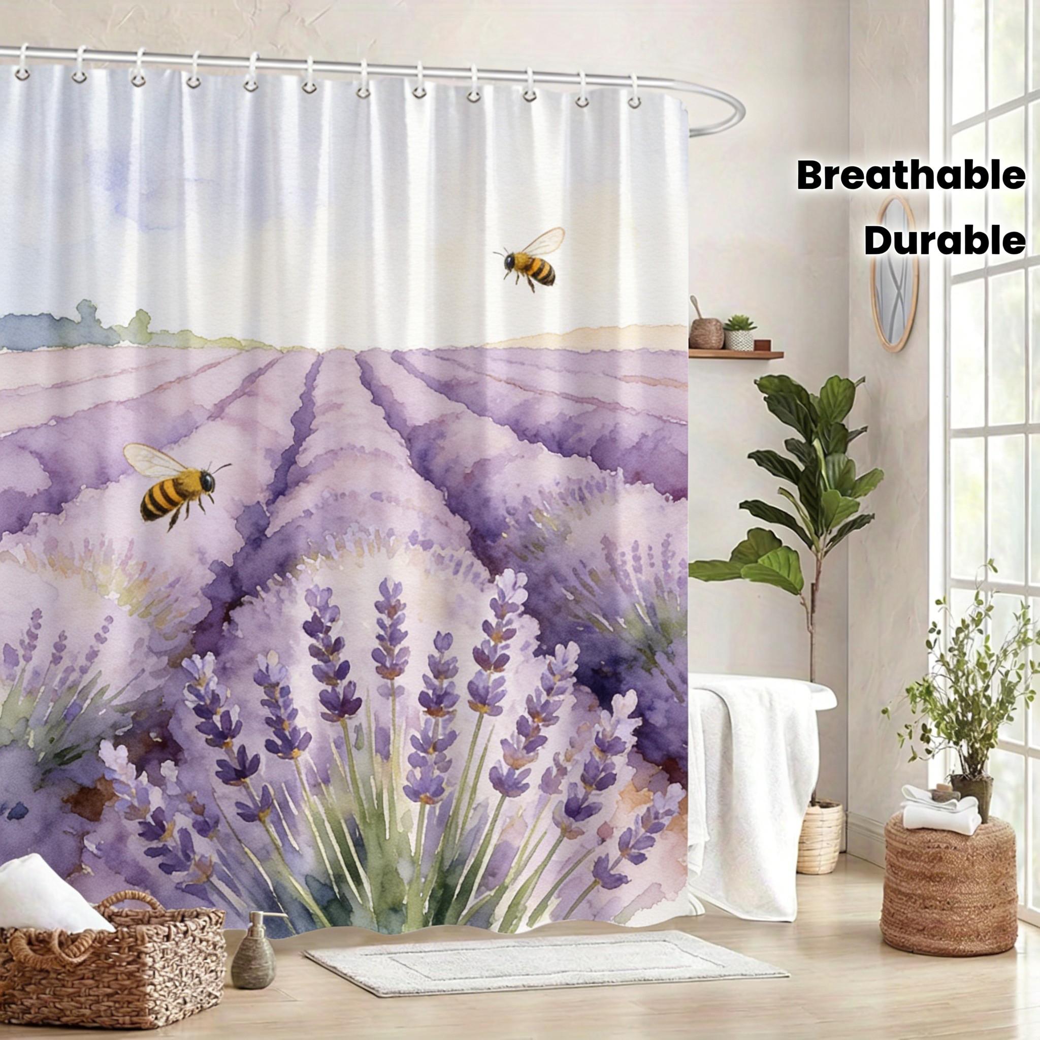 Blue Bird on Pink Lotus Leaves Quick Dry Waterproof Shower Curtain for Bathroom 1pc-90x180