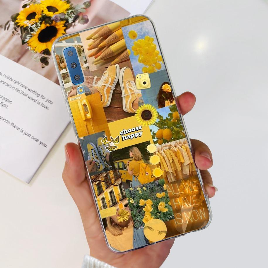 For Cover Samsung Galaxy A7 2018 Case New Fashion Flower Bumper Soft Silicone Phone Case For Samsung A7 2018 A750 SM-A750F Coque