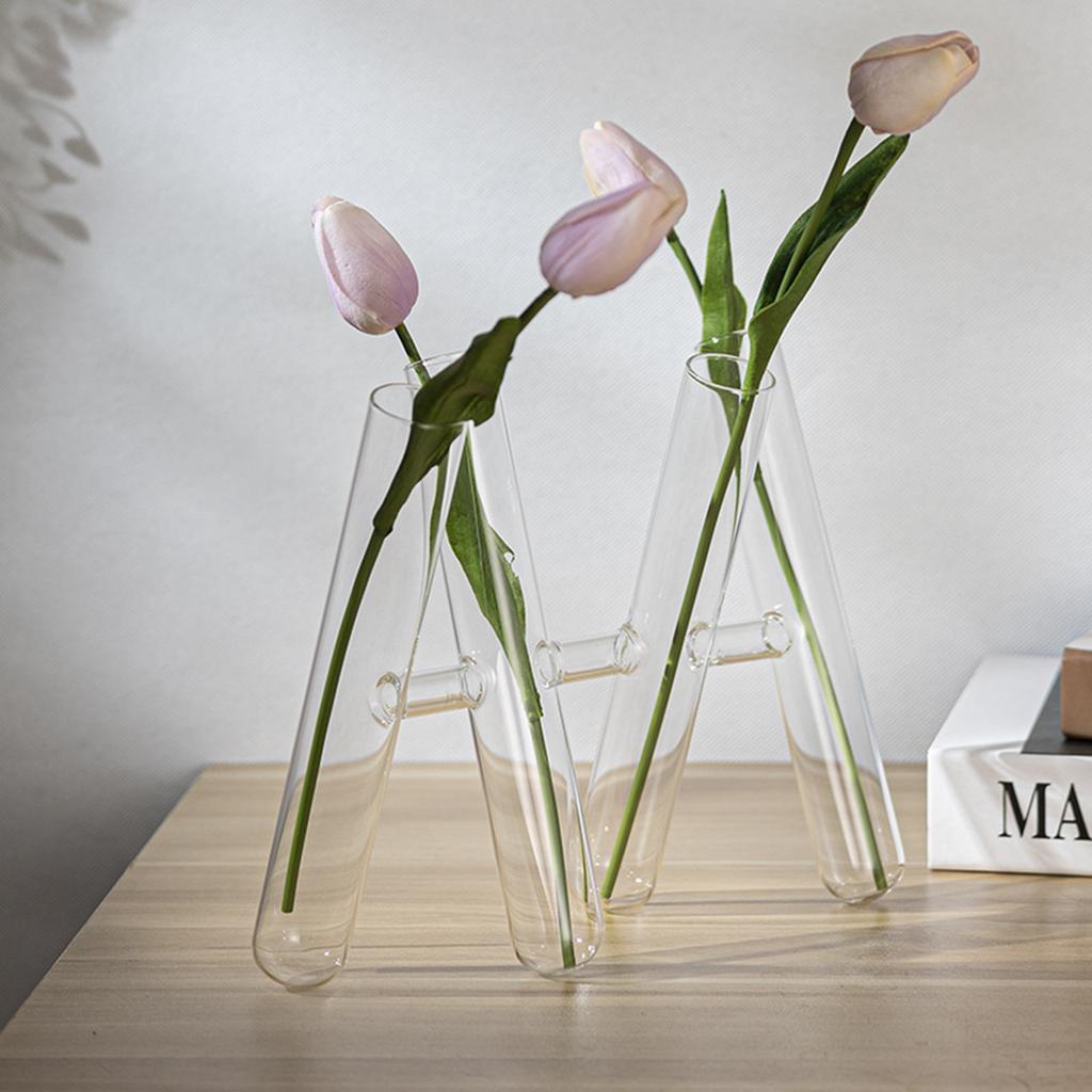 Modern 3/4 Glass Test Tube Flower Vases Plant Terrarium for DIY Florals Displays Living Room or Dining Area Desk Decors