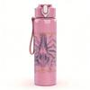 1PC Faint abstract floral sketch print 750ml colorful plastic sports water bottle leakproof pop up lid with straw for outdoor work home use