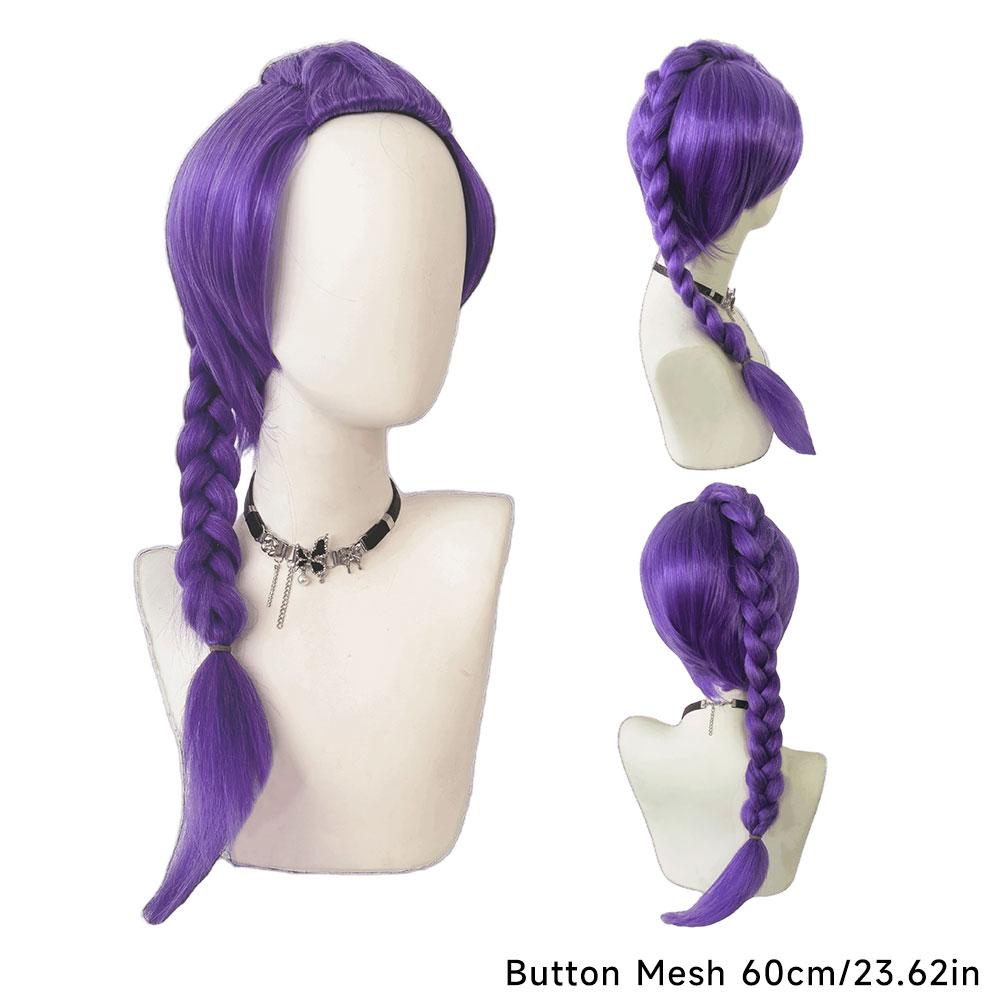 Cosplay Wig Hunters Cosplay Women Cosplay Long Hair Nails Wigs Wig Full Head Cover With Purple Long Hair Fried Dough Twists