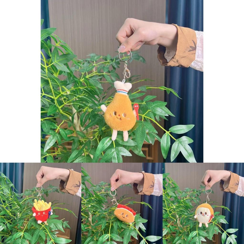 Roztomilé francouzské kreslené hranolky, hamburger a hot dog plyšové klíčenky mini figurky