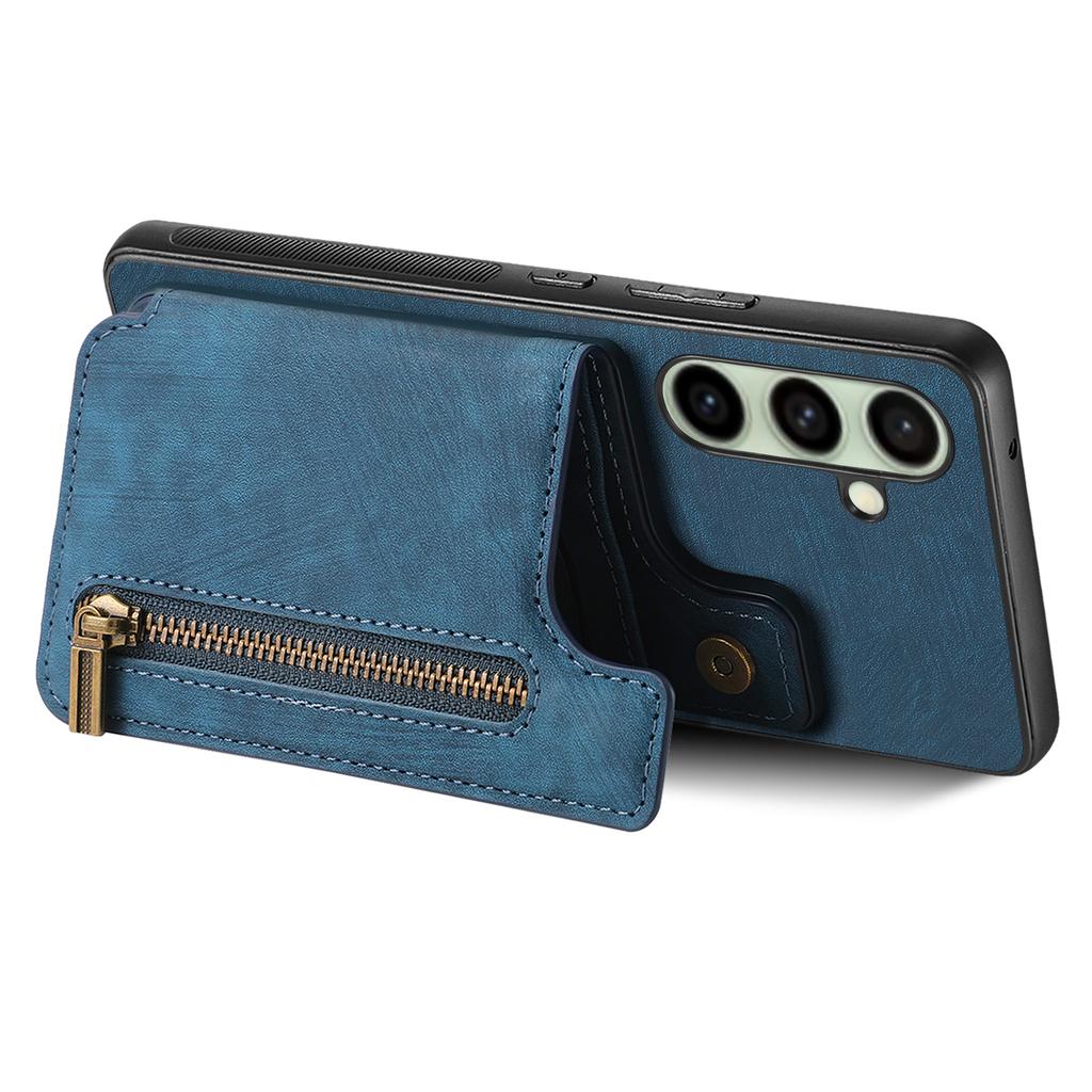 For Samsung Galaxy A56 5G Case with Zipper Card Holder Retro Leather TPU Phone Cover